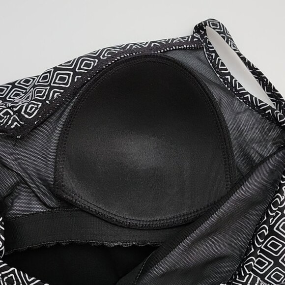 Christina Tankini Black White Geometric Print Padded Cups High Back Size 8 - Picture 9 of 16